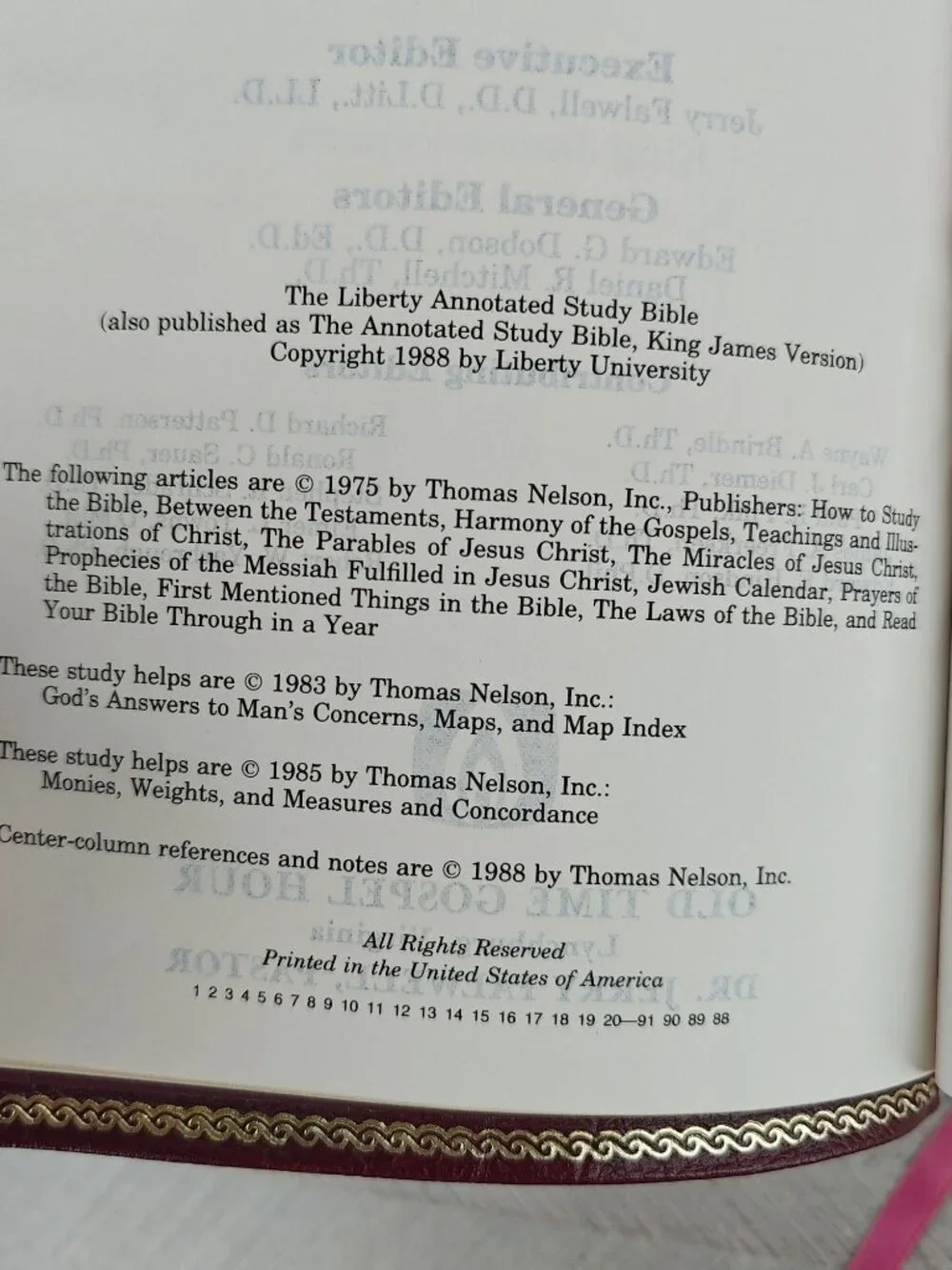 The Liberty Annotated Study Bible KJV 1988 Genuine Leather Old Time Gospel Hour